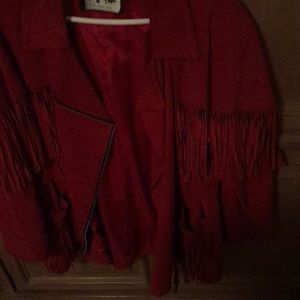 Red suede fringe jacket